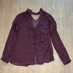 Bardot burgundy satin choker blouse